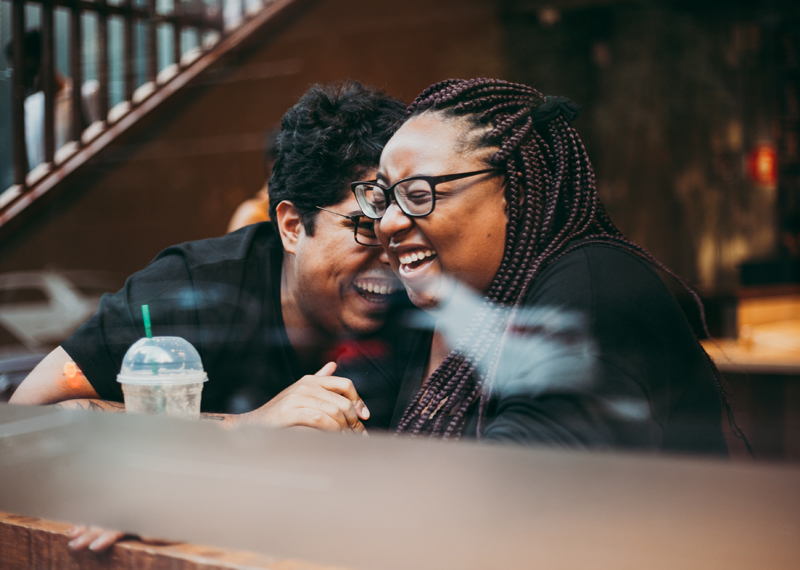 Couple connecting over conversation